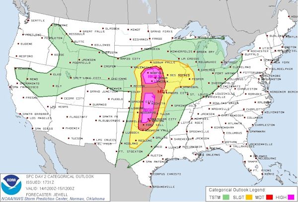 USA Saturday Severe WX Potential